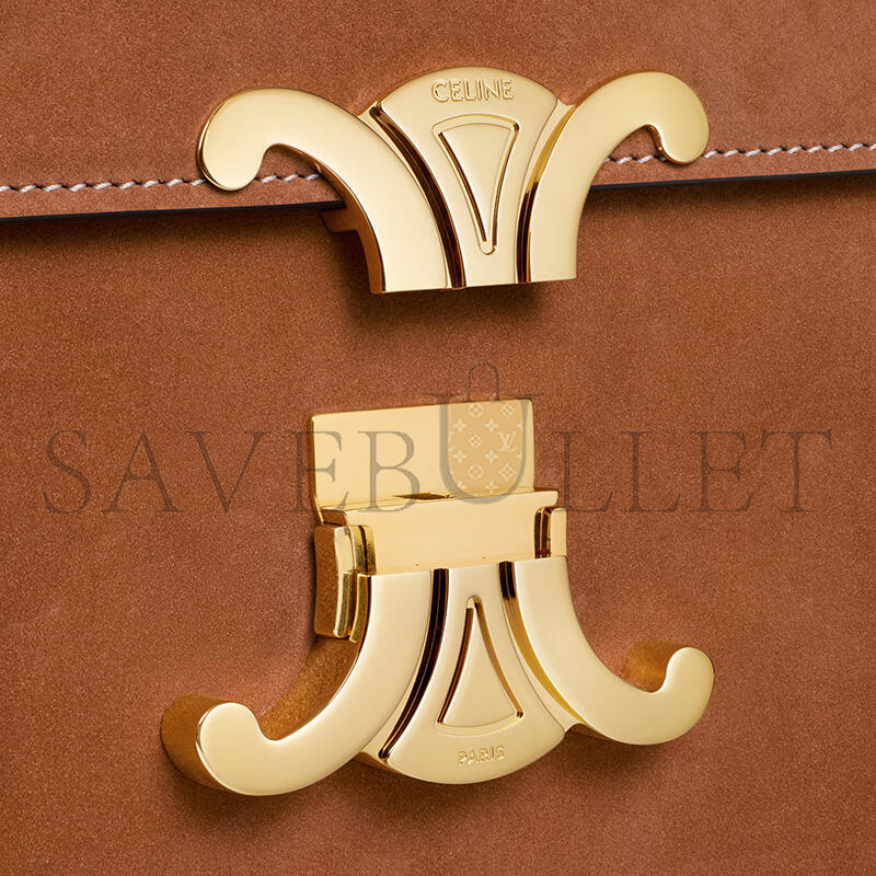 CELINE TEEN TRIOMPHE BAG IN NUBUCK CALFSKIN 188423GR5.02CM (18.5*13.5*7cm)